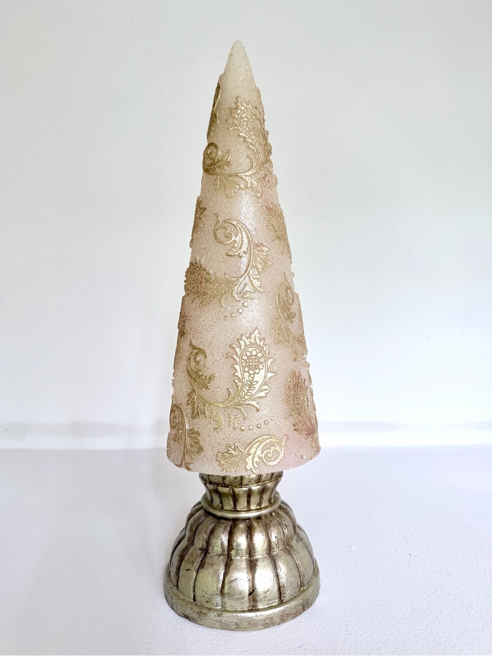 Three Illuminating Gold Wax Holiday Cone Trees - Picture 8 of 16